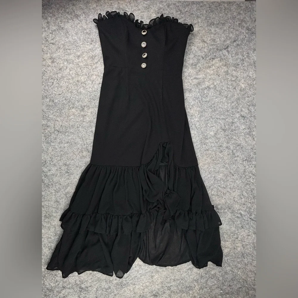 Anthropologie | Hutch | Strapless Tiered Ruffle‎ Side-Slit Dress | Size 6